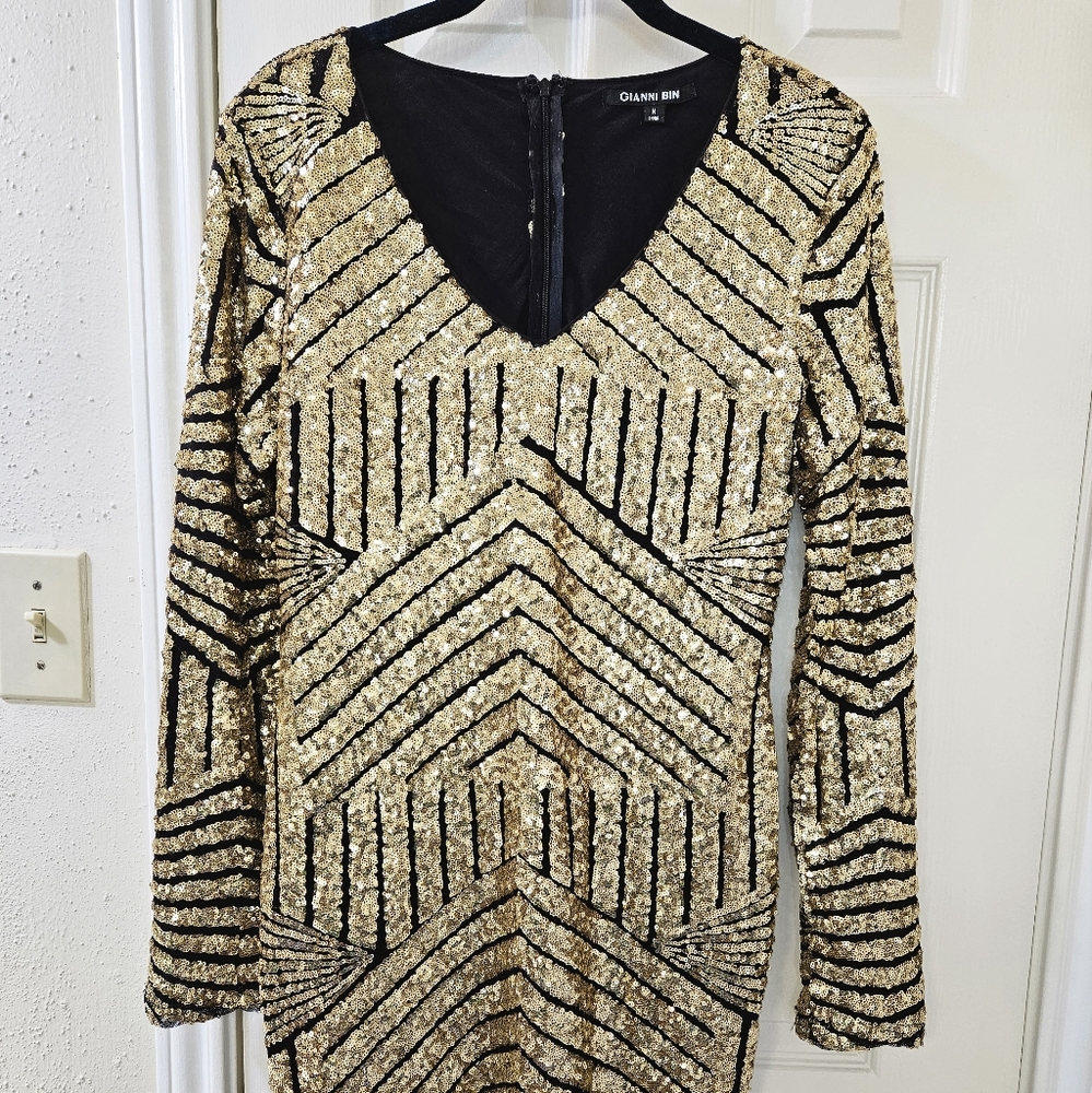Gianna Bini Gold Sequin Dress Size M